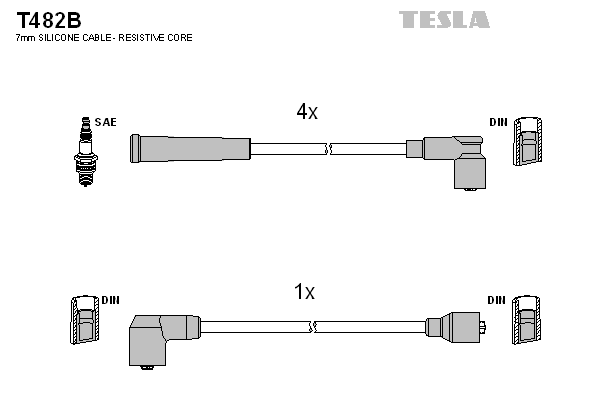 TESLA T482B Gyújtókábel készlet, gyertyakábel szett