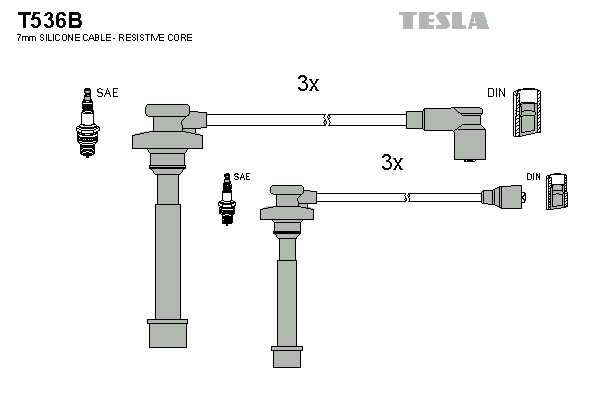 TESLA T536B Gyújtókábel készlet, gyertyakábel szett