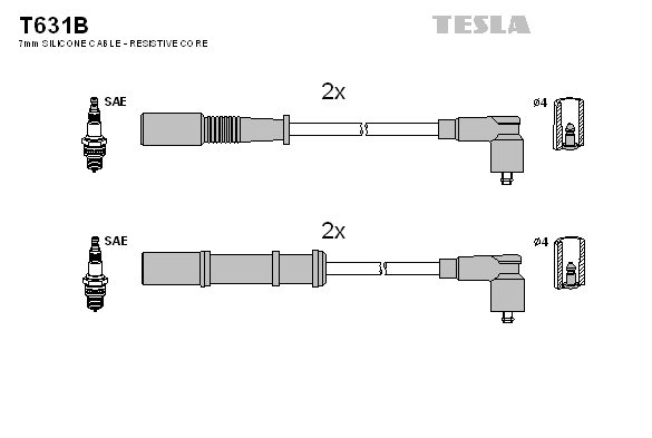 TESLA T631B Gyújtókábel készlet, gyertyakábel szett