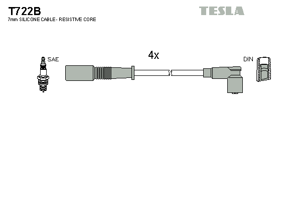 TESLA BLATNA 1003131736 T722B - Gyújtókábel készlet