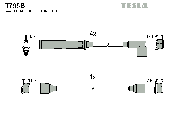 TESLA T795B Gyújtókábel készlet, gyertyakábel szett