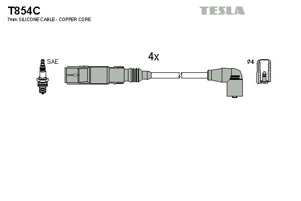 TESLA BLATNA 1002923521 T854C - Gyújtókábel készlet