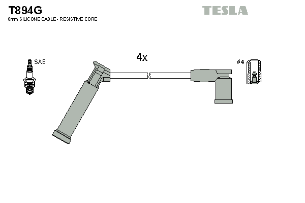 TESLA T894G Gyújtókábel készlet, gyertyakábel szett