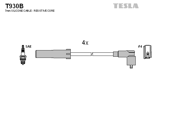 TESLA BLATNA 1003130518 T930B - Gyújtókábel készlet