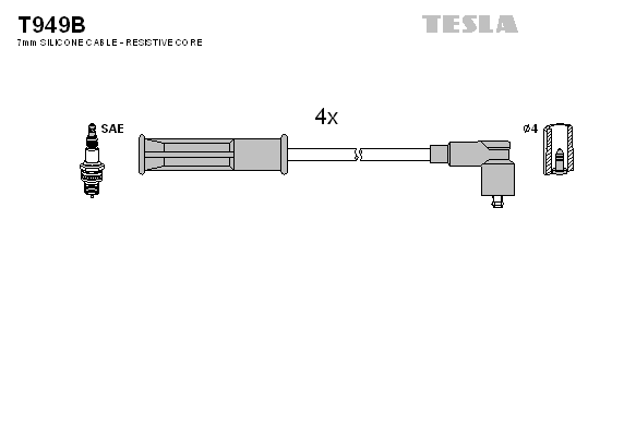 TESLA BLATNA 1003136289 T949B - Gyújtókábel készlet