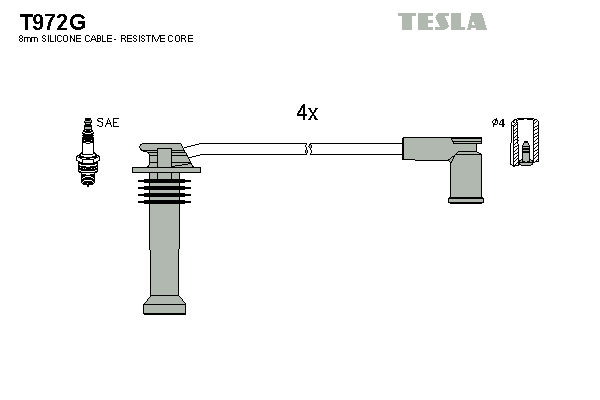 TESLA BLATNA 1003142128 T972G - Gyújtókábel készlet