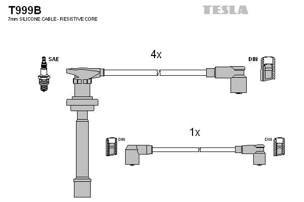 TESLA T999B Gyújtókábel készlet, gyertyakábel szett