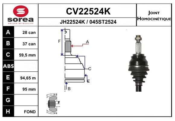 EAI CV22524KSRA Csuklokeszlet, hajtotengely