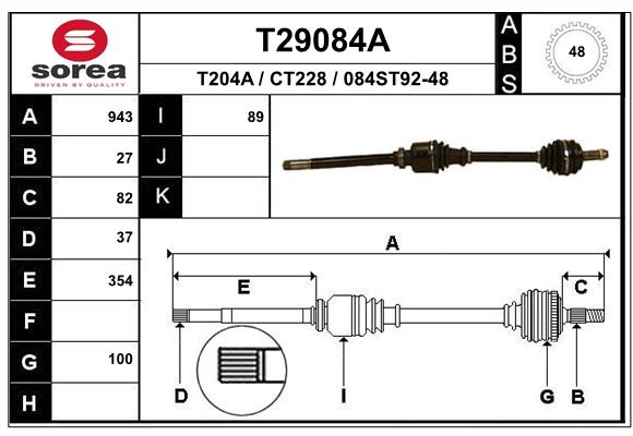 EAI 1004022840 T29084ASRA - hajtótengely