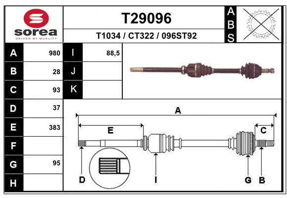 SOREA PO T29096 SOREA (EAI) féltengely