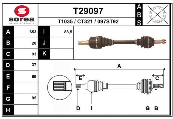 EAI 1004022831 T29097SRA - hajtótengely