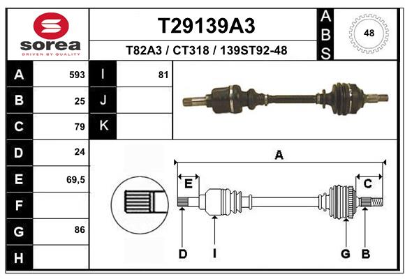 EAI 1009296033 T29139A3SRA - hajtótengely