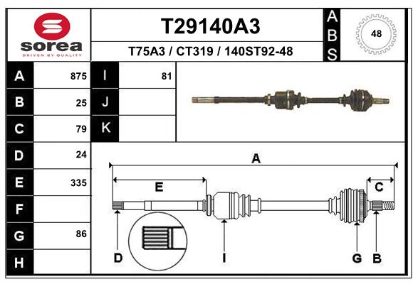 EAI 1004022828 T29140A3SRA - hajtótengely