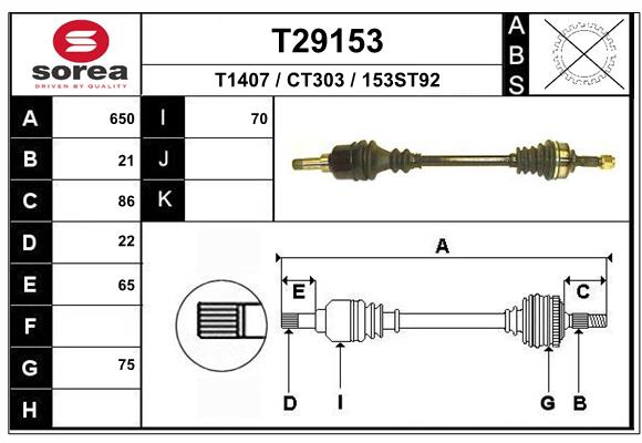 SOREA PO T29153 SOREA (EAI) féltengely