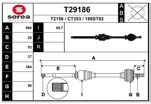 EAI T29186SRA Hajtótengely