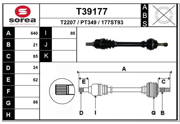 EAI T39177SRA Hajtótengely