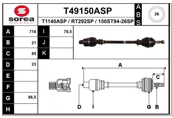 EAI 1004022781 T49150ASPSRA - hajtótengely
