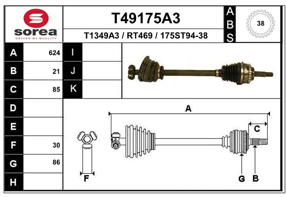 EAI T49175A3SRA Féltengely