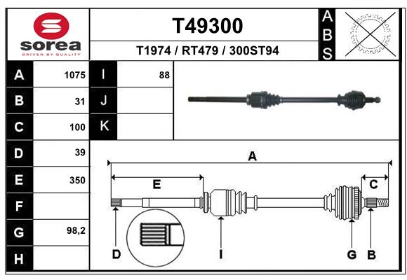 EAI 1004022729 T49300SRA - hajtótengely