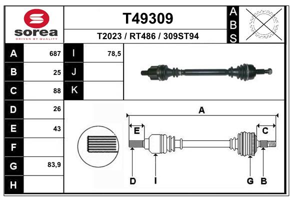 EAI T49309SRA Hajtotengely