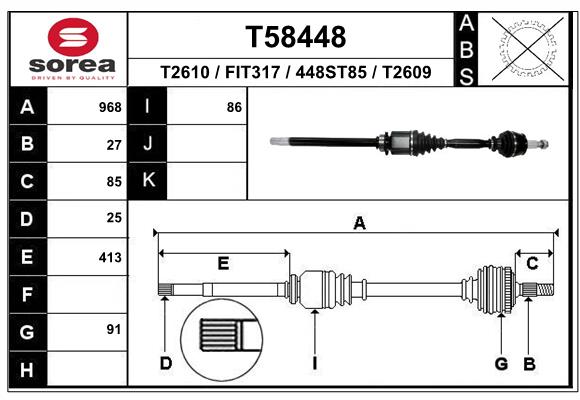 SOREA PO T58448 SOREA (EAI) féltengely