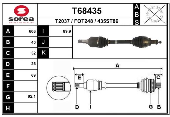 SOREA PO T68435 SOREA (EAI) féltengely