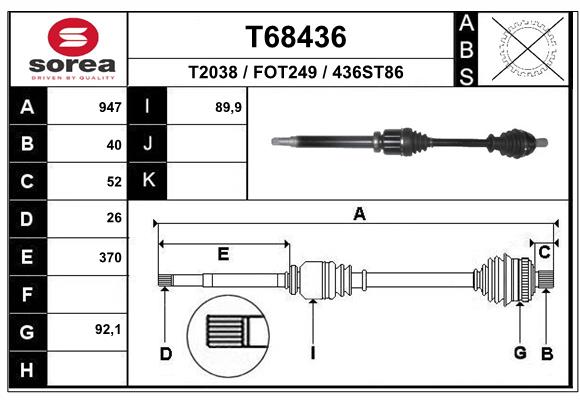 EAI T68436SRA Hajtotengely