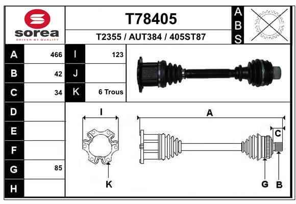 EAI T78405SRA Hajtótengely