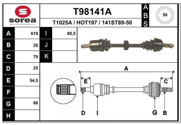EAI 1004022587 T98141ASRA - hajtótengely