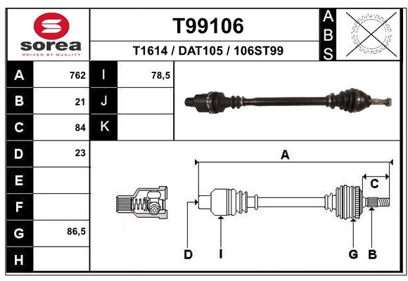 SOREA PO T99106 SOREA (EAI) féltengely