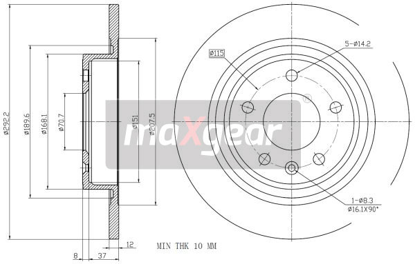 MAXGEAR 19-2331MAX FÉKTÁRCSA