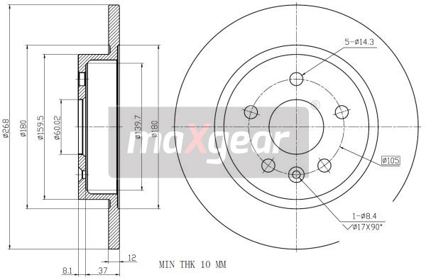 MAXGEAR 19-2333 Féktárcsa