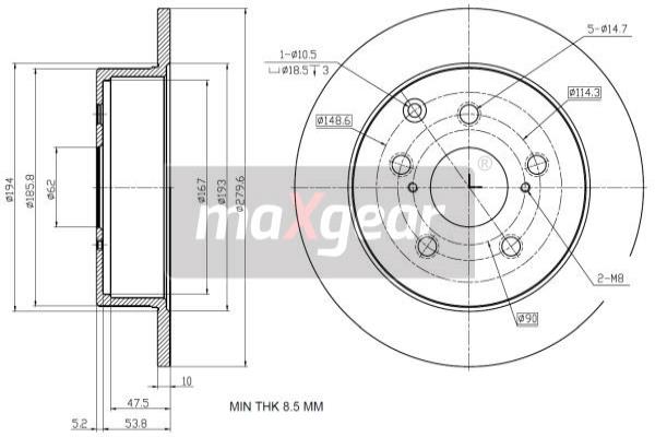 MAXGEAR 19-2353 Féktárcsa