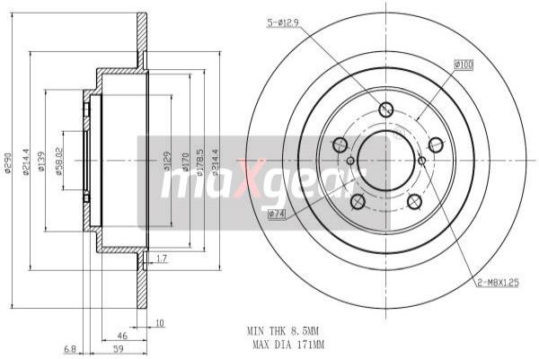 MAXGEAR 19-2357 Féktárcsa