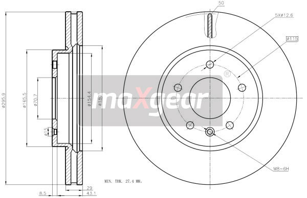 MAXGEAR 19-2369 Féktárcsa