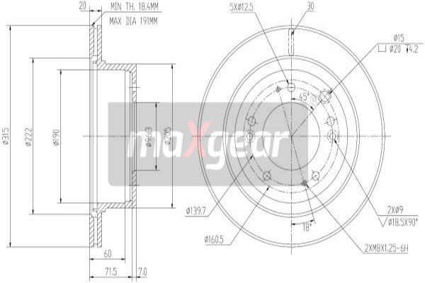 MAXGEAR 19-2372 Féktárcsa