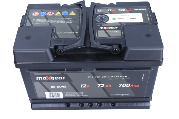 MAXGEAR 85-0043 AKUMULATOR 12V 72AH/700A L- 278X175X175 D?./SZER./