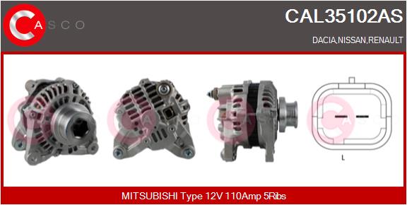 CASCO CSCCAL35102AS ALTERNATOR 12V 110A Z KOLEM AFP