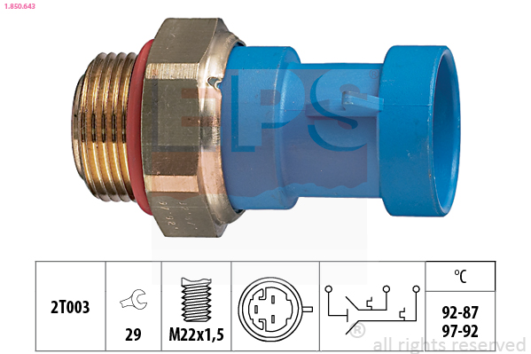 EPS 1-850-643 Hőkapcsoló, érzékelő, hűtőventillátorkapcsoló gomba