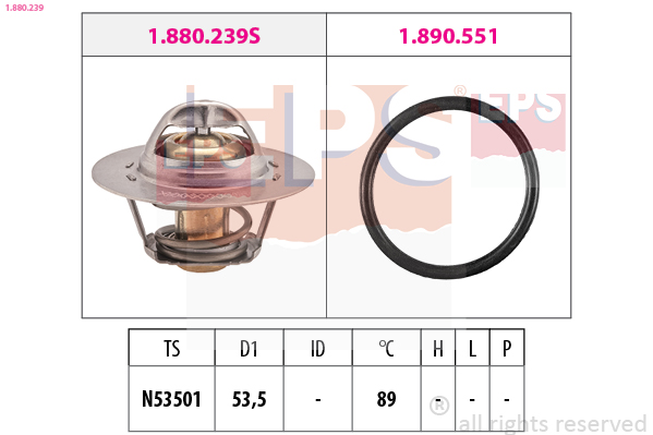 EPS 1-880-239 Termosztát, termosztátház hűtőrendszerhez