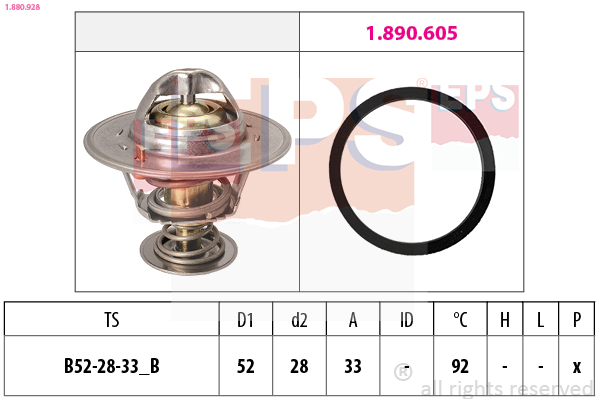 EPS 1-880-928 Termosztát, termosztátház hűtőrendszerhez