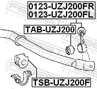 FEBEST FST0123-UZJ200FL Stabilizátor összekötő, stabkar, stabrúd, stabpálc