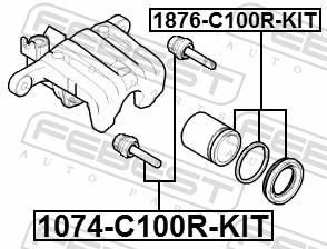 FEBEST FBS1074-C100R-KIT Vezetőcsavar féknyereghez, fékcsúszka csavar