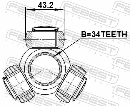 FEBEST FBS1716-A4 Háromágú csillag, belső csukló féltengelyhez
