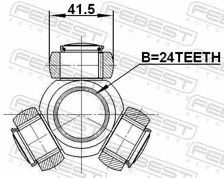 FEBEST FBS2116-TC718TDCI Háromágú csillag, belső csukló féltengelyhez