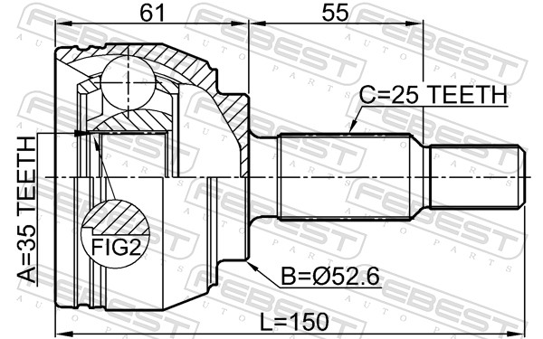 FEBEST FST2410-DUSTAWD Féltengelycsukló