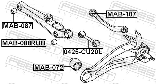 FEBEST B34 688 MAB-088RUB # tuleja wahacza /t/outlander 03- /l+p/