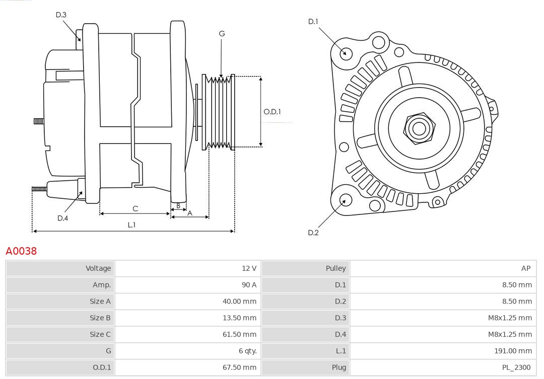 AUTOSTARTER A0038 Generátor