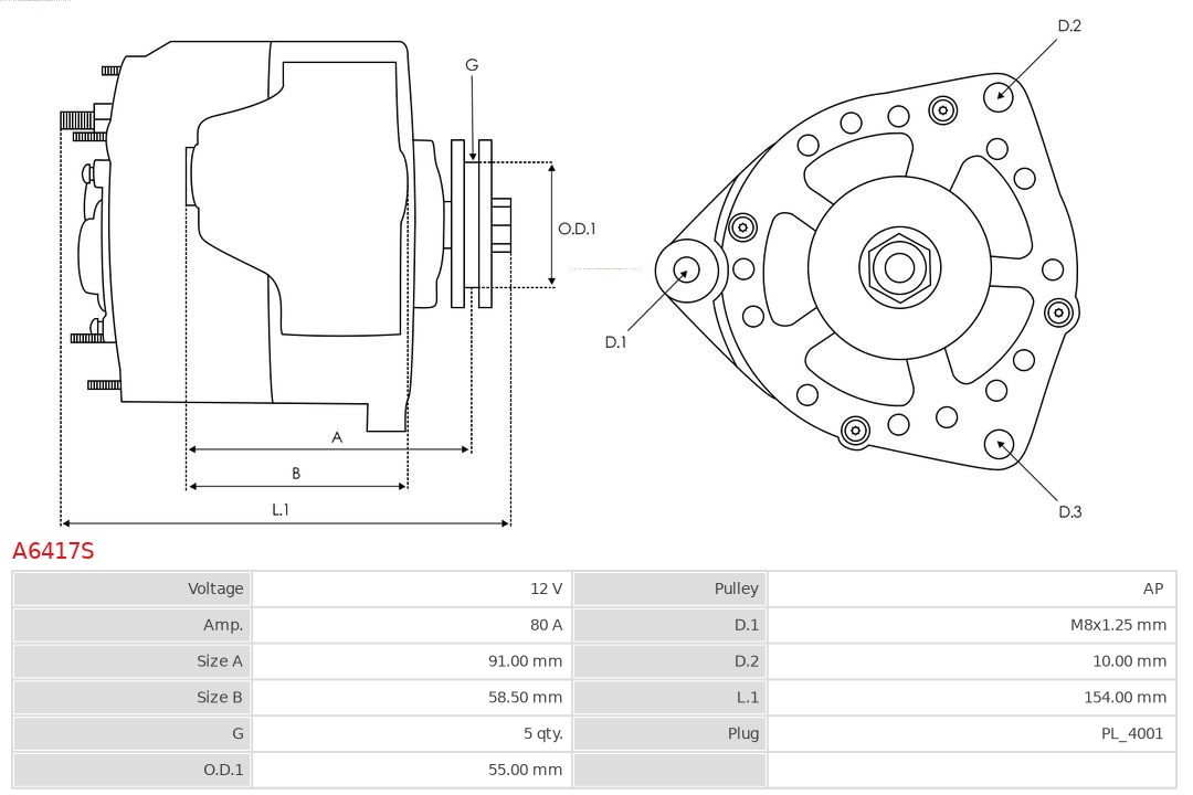 AUTOSTARTER A6417S ALTERNATOR