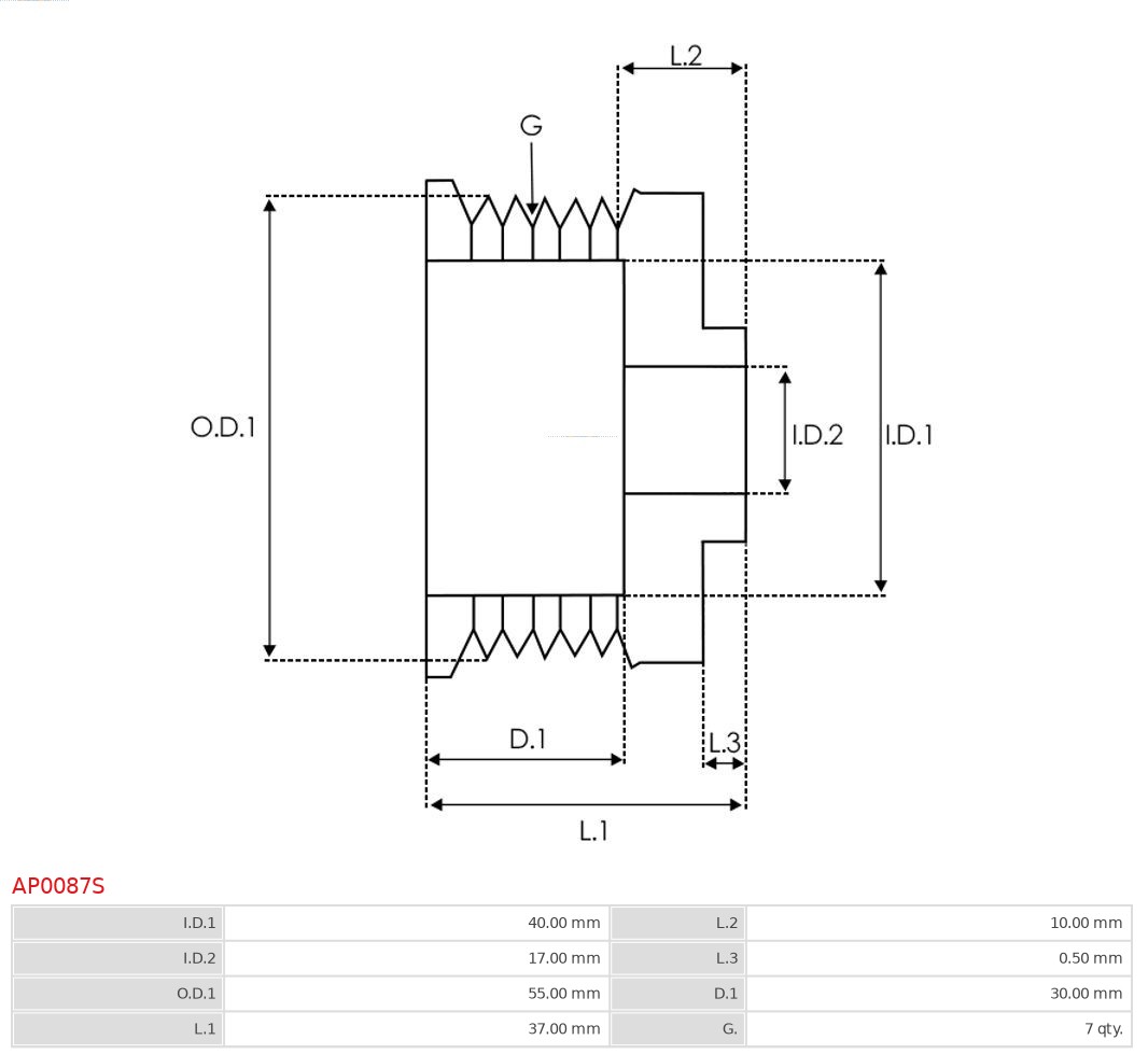 AUTOSTARTER AP0087S szíjtárcsa, generátor